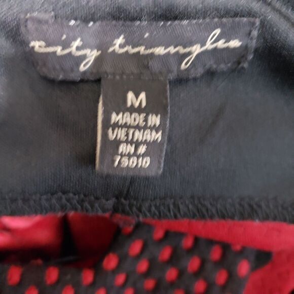 City Triangles Midi Polka Dot Black/Red Dress M - Picture 6 of 6